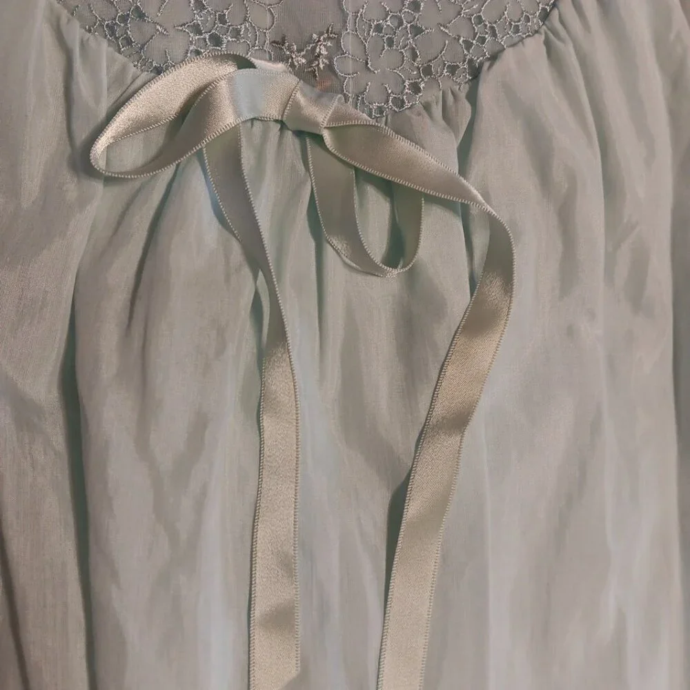 VTG Sears Womens 36 38 Nightgown Lgt Blue Floral Lace Sheath Dress Grannycore - Picture 6 of 8